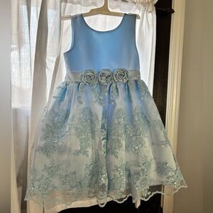 Elegant Blue Floral Kids Dress